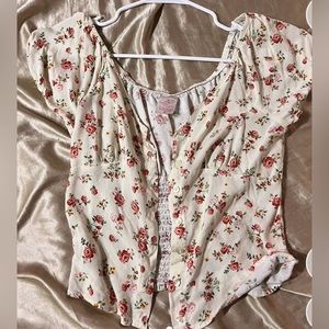 Flower button up top